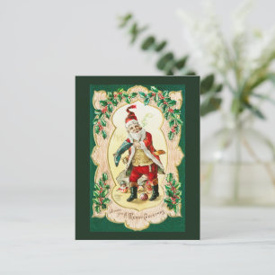 Postal Festiva Arte vintage de Santa claus y navidades