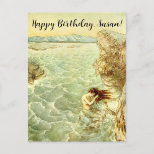 Postal Festiva Arthur Rackham Ilustracion Nymph sobre una roca