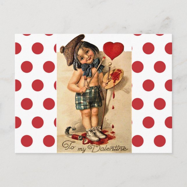 Postal Festiva Artista retro lindo Chica arte vintage (Anverso)