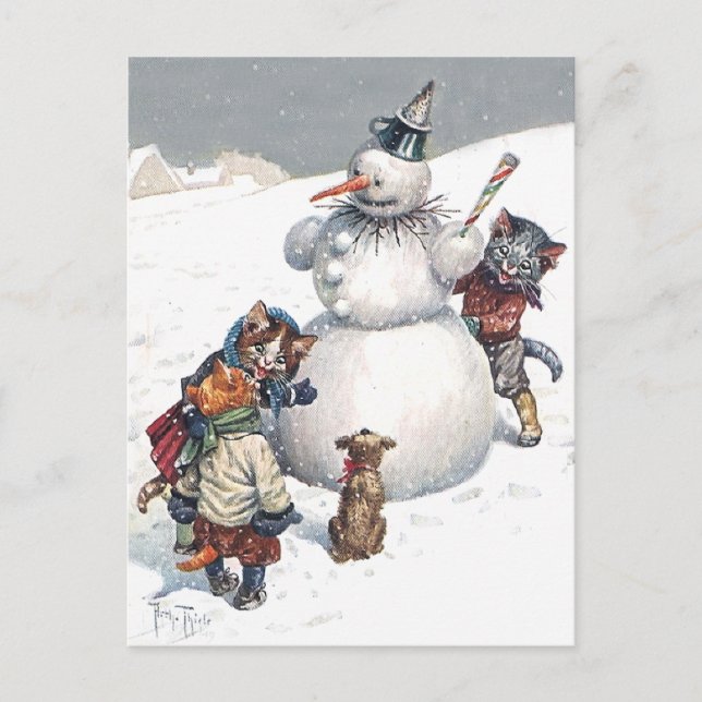 Postal Festiva Arturo Thiele - escondite del juego de los gatitos (Anverso)