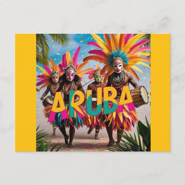 Postal Festiva Aruba isla vence en ascenso (Anverso)