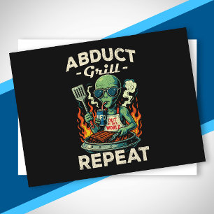 Postal Festiva Asar a la parrilla Repetir Retro Barbacoa Comida a
