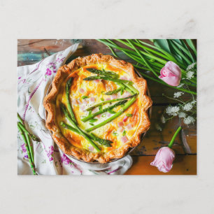 Postal Festiva Asparagus Quiche con queso y hierbas