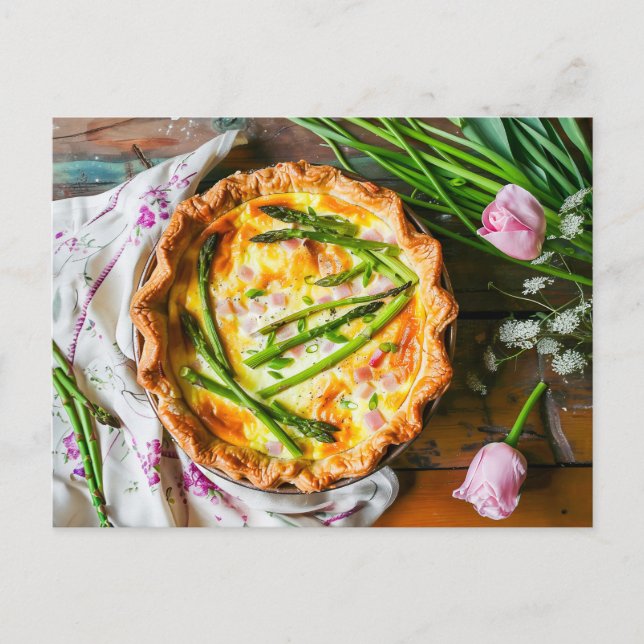 Postal Festiva Asparagus Quiche con queso y hierbas (Anverso)