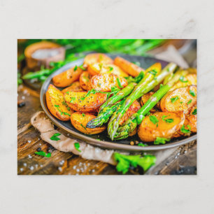 Postal Festiva Asparagus Quiche con queso y hierbas