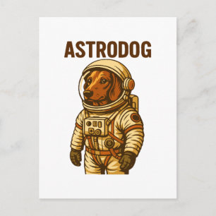 Postal Festiva Astronauta de Dachshund Wiener Dog Astrodog