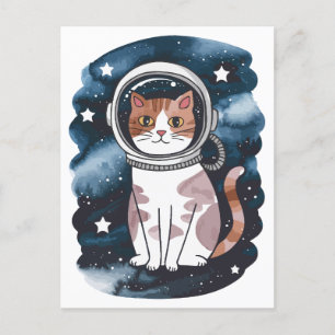Postal Festiva Astronauta de gato espacial