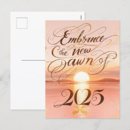 Postal Festiva Asumir el nuevo amanecer: Año Nuevo Amanecer Dorad