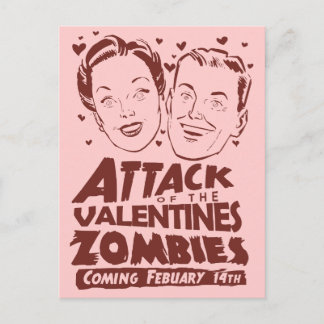 Postal Festiva Ataque a los zombis de San Valentín