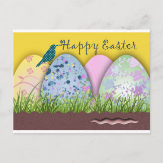 Postal Festiva Ataque de los huevos de Pascua gigantes