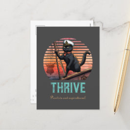 Postal Festiva Atardecer de gato negro: un viaje a VIAJAR