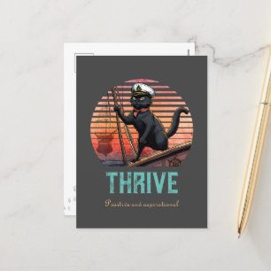 Postal Festiva Atardecer de gato negro: un viaje a VIAJAR