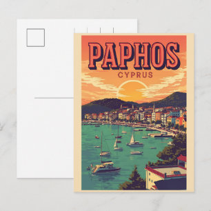 Postal Festiva Atardecer en la playa de Pafos, regalos souvenirs 