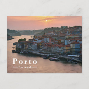 Postal Festiva Atardecer junto al río en Oporto Portugal