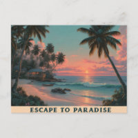 Atardecer tropical en la playa con estilo pictóric