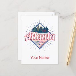 Postal Festiva Atlanta Georgia Estados Unidos Retro Skyline