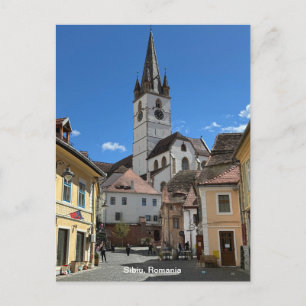 Postal Festiva Atractiva vista de Sibiu, Rumania en un