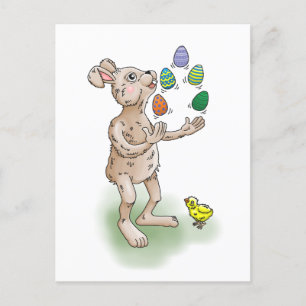 Postal Festiva Atractivo conejo de Pascua