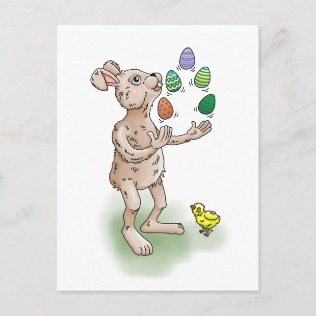 Postal Festiva Atractivo conejo de Pascua (Anverso)