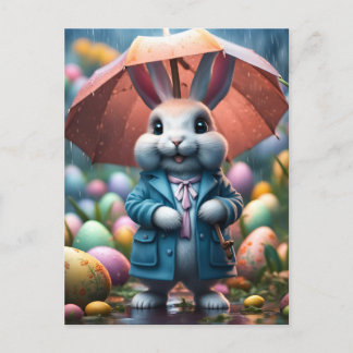 Postal Festiva Auch im Regen werden Ostereier versteckt
