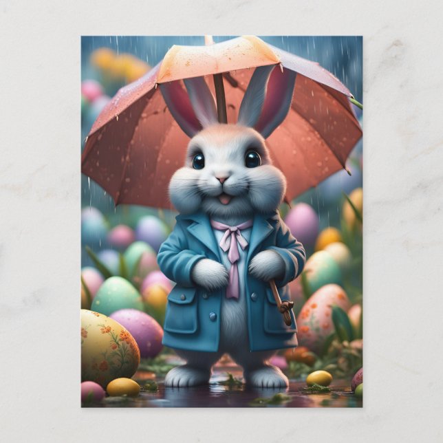 Postal Festiva Auch im Regen werden Ostereier versteckt (Anverso)