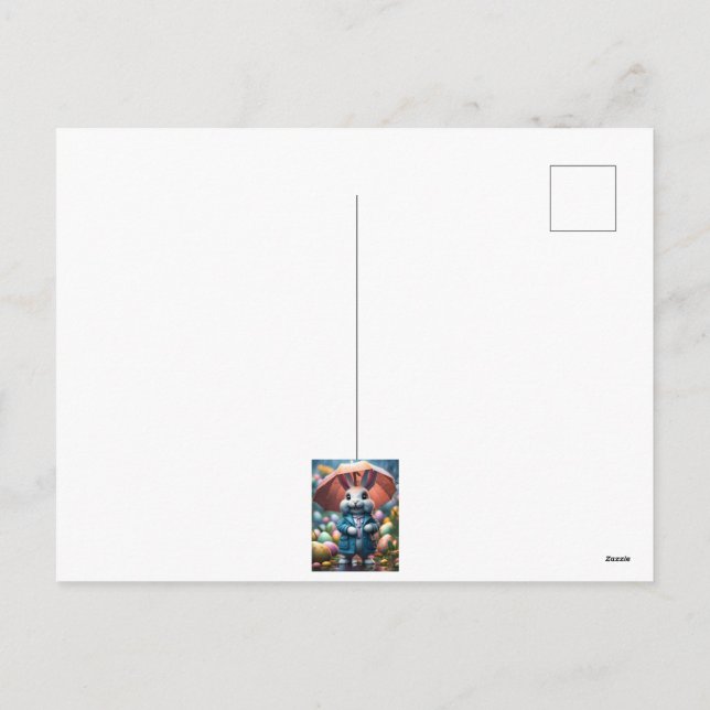 Postal Festiva Auch im Regen werden Ostereier versteckt (Reverso)