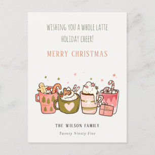 Postal Festiva Audaz Graciosa Navidades del Café Latte Alegre