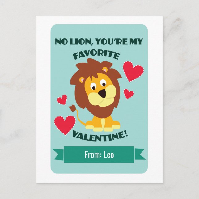 Postal Festiva Aula de la clase León de San Valentín (Anverso)