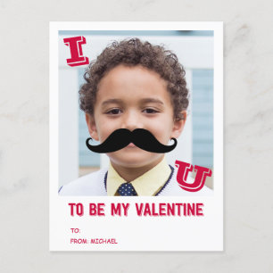 Postal Festiva Aula de San Valentín para niños de Mustache