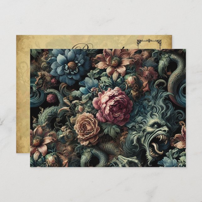 Postal Festiva Aúllón del salvaje dorado - Victoriano gótico (Anverso / Reverso)