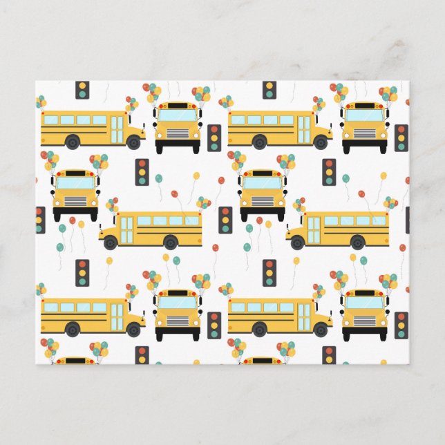 Postal Festiva Autobús escolar amarillo Fiesta (Anverso)