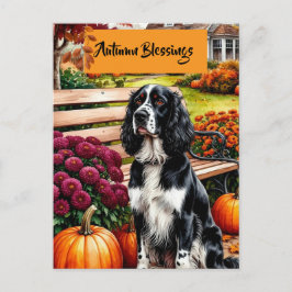 Postal Festiva Autumn Blessings Thanksgiving Card with Dog