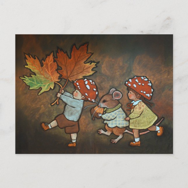 Postal Festiva Autumn fairies postcard (Anverso)