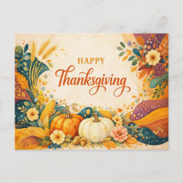 Postal Festiva Autumn Harvest Thanksgiving Pumpkin Illustration