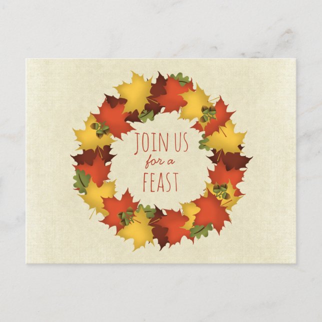 Postal Festiva Autumn Leaves Thanksending Wreath (Anverso)
