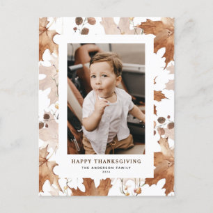 Postal Festiva Autumn Maple deja feliz foto de Acción de Gracias