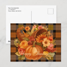 Postal Festiva Autumn Plaid Y Cornucopia