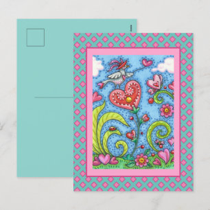 POSTAL FESTIVA AVE DE ARTE SIMULTÁNEO, JARDÍN DE CORAZÓN VALENTIN