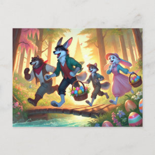 Postal Festiva Aventura de Pascua en Woodland - Jugosa caza de hu