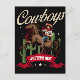 Postal Festiva Aventuras de Cowboy Western Americana Desatadas