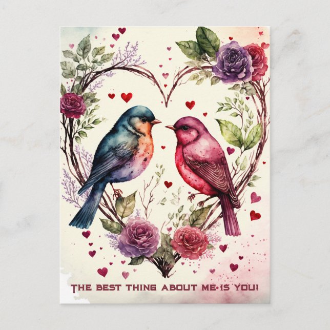 Postal Festiva Aves acuáticas de San Valentín (Anverso)