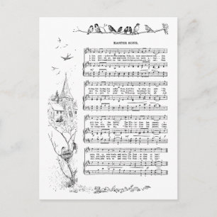 Postal Festiva Aves, canción de primavera y pascua