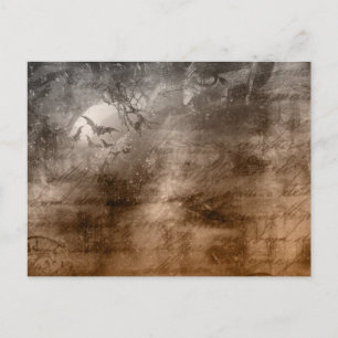 Postal Festiva Aves de aspecto antiguo y espeluznantes escribiend