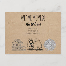 Postal Festiva Aves de época y Nest Rustic Kraft Brown