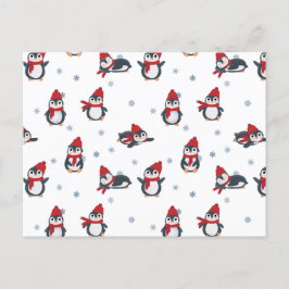 Postal Festiva Aves de pingüinos cortos Animales del Ártico