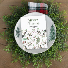 Postal Festiva Aves de pollo Navidades de Berries y Pinecones