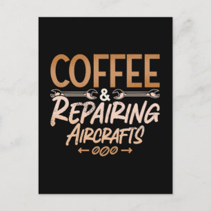 Postal Festiva Aviones Mecánicos De Café Y Reparación