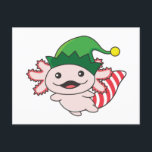 Postal Festiva Axolotl Merry Christmas Winter Elf Axolotl Café<br><div class="desc">El axolotl a noches suaves con gorras elf. Animales divertidos con regalos y nieve para las vacaciones. También es gracioso para los navidades en julio. Los Axolotls son animales lindos y perfectos para los Navidades.</div>