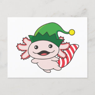 Postal Festiva Axolotl Merry Christmas Winter Elf Axolotl Café