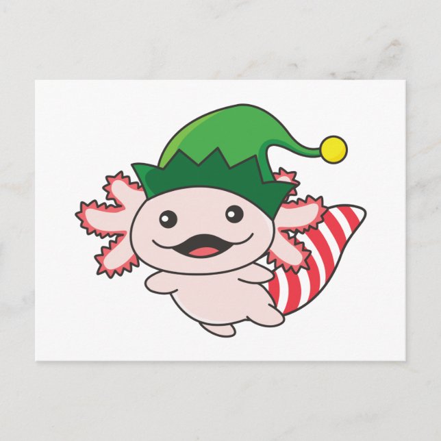 Postal Festiva Axolotl Merry Christmas Winter Elf Axolotl Café (Anverso)